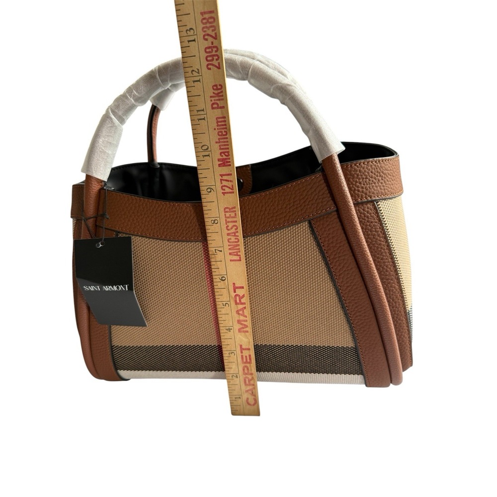 New Saint Armont Beige Brown Plaid Handbag/shoulderbag - Picture 6 of 11